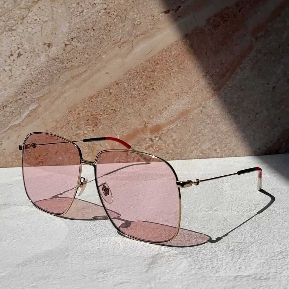 NEW Gucci GG0394S Gold Pink Lens Sunglasses RARE - Picture 1 of 10